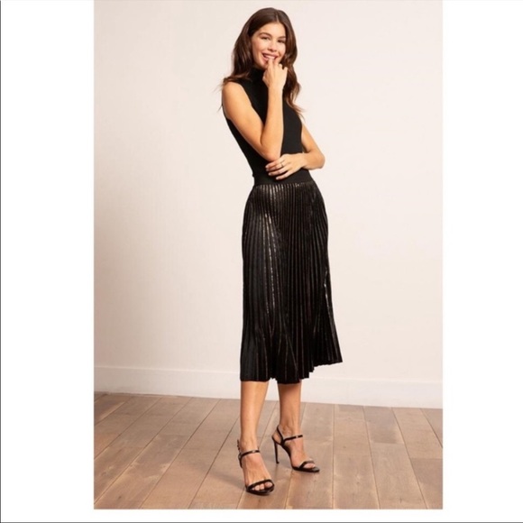 LUCY PARIS NWT Metallic Velvet Pleated Midi Skirt - Picture 5 of 11